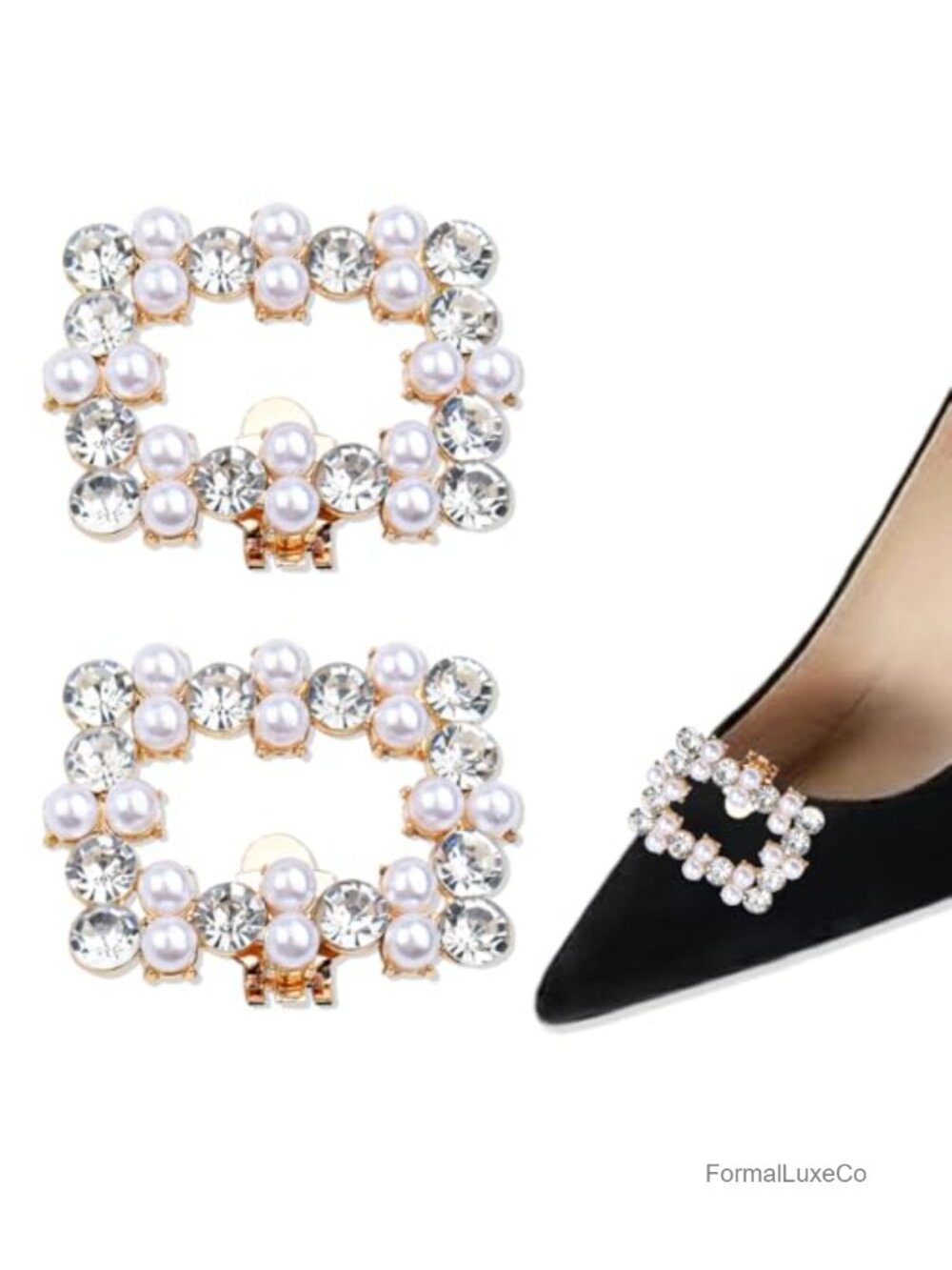 Crystal Rhinestone Shoe Clips for Heels Flats Sandals Buckle Clasp 2pcs